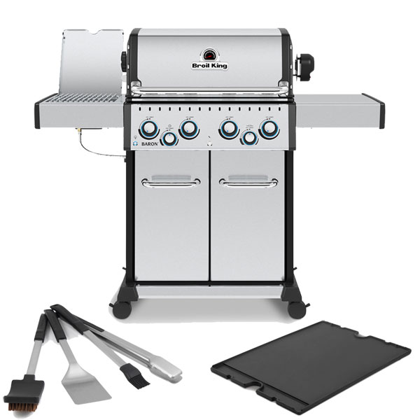 Broil King Baron S490 IR 4 Burner Gas Barbecue | Rotisserie + <span style='color: #006666;'>FREE GRIDDLE & TOOL SET</span>