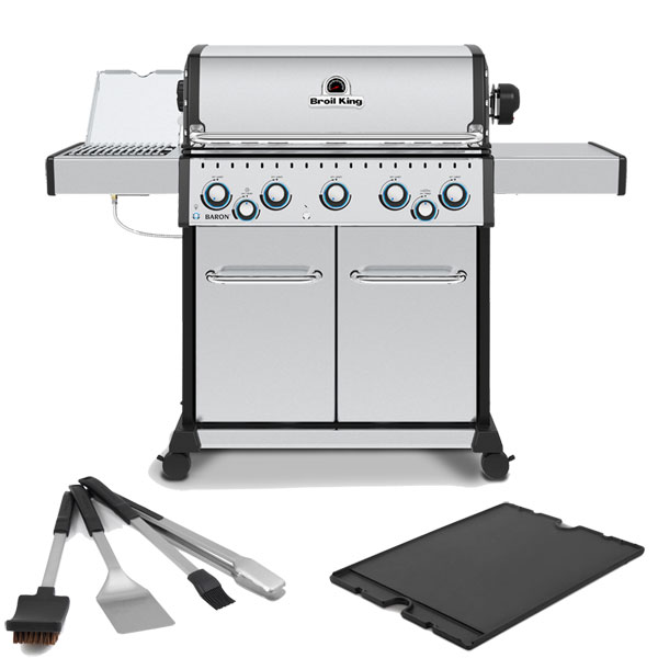 Broil King Baron S590 IR 5 Burner Gas Barbecue | Rotisserie + <span style='color: #006666;'>FREE GRIDDLE & TOOL SET</span>