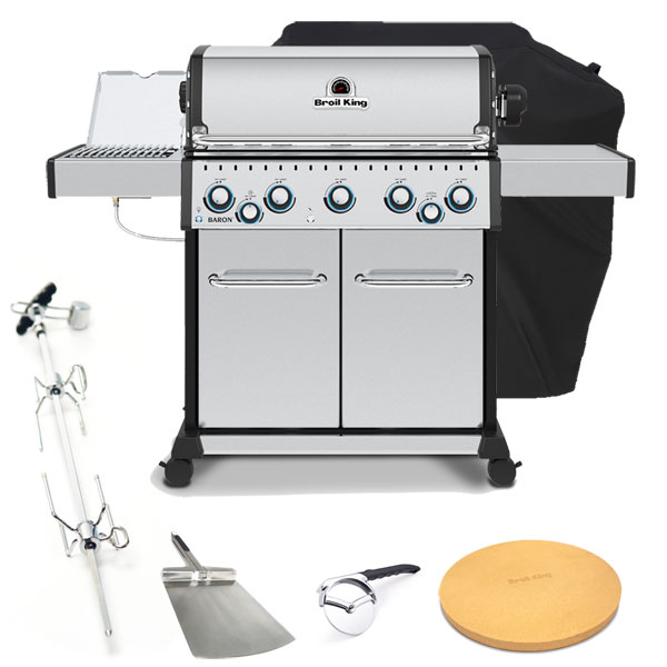 Broil King Baron S590 IR 5 Burner Gas Barbecue | Rotisserie + <span style='color: #006666;'>FREE COVER + ACCESSORIES</span>