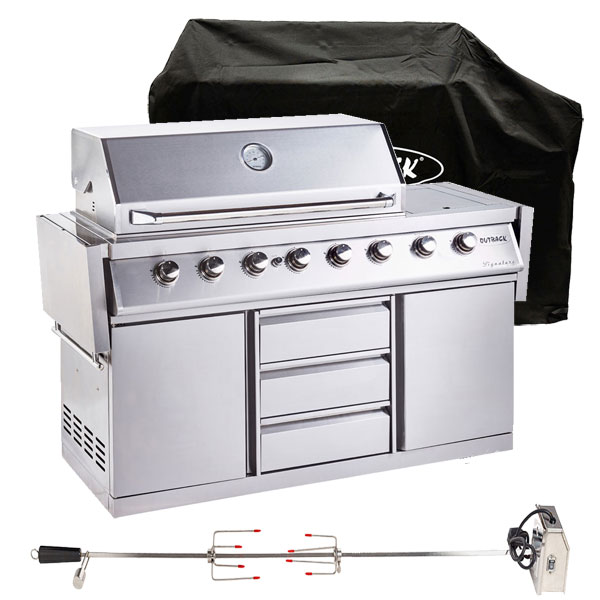 Outback Signature 6 Burner Hybrid IR Barbecue | Stainless Steel + FREE COVER & ROTISSERIE